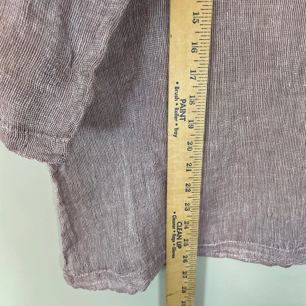 Pure Jill J. Jill Women Large Mauve Striped Linen Gauze Knit Boxy 3/4 Sleeve Top